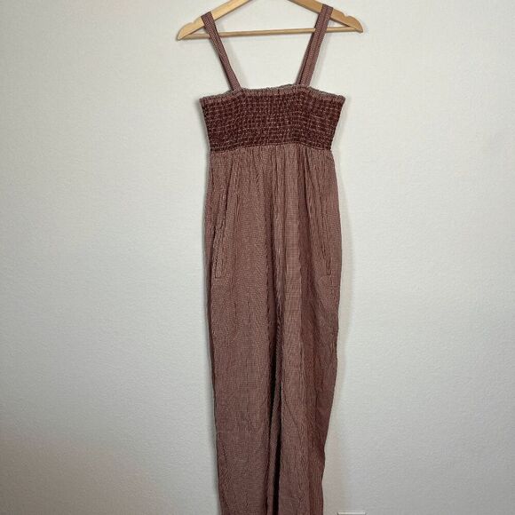 Anaak Sienna Red Gingham Plaid Salton Smocked Jumpsuit Women's 0 US XS/S NWT - Picture 1 of 5